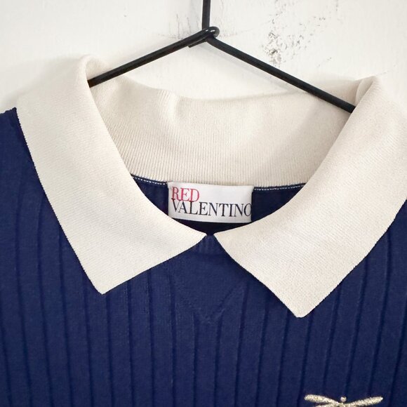 Red Valentino Blue Dragonfly Polo Dress XS - Picture 4 of 7